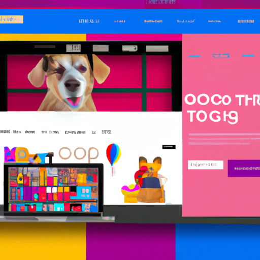 תמונה של אתר אינטרנט עם נושא של חנות כלבים, עם צבעים עזים ועיצוב מזמין.