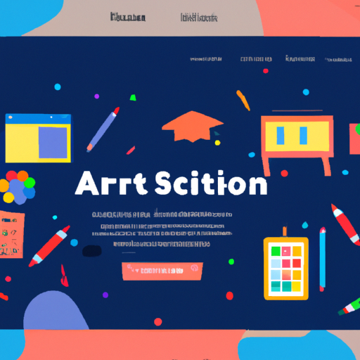 איור של אתר בית ספר עם אייקונים צבעוניים ועיצוב מודרני