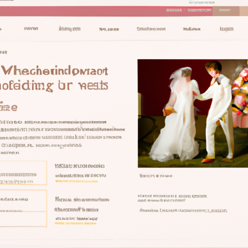 צילום מסך של עמוד הבית של אתר חתונות, עם מבחר תכונות וקטעים לביקור המבקרים.