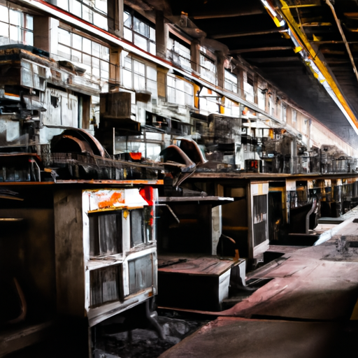 תמונה של מפעל עם מספר מכונות להדגמת תעשייה ומפעלים.