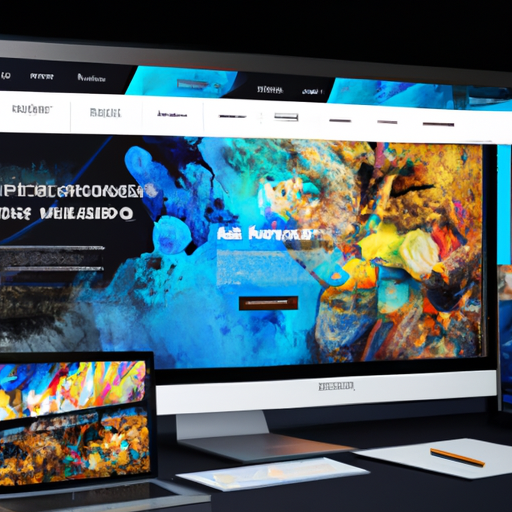 תמונה של אתר אינטרנט מודרני עם רקע שחור ואלמנטים עיצוביים צבעוניים.